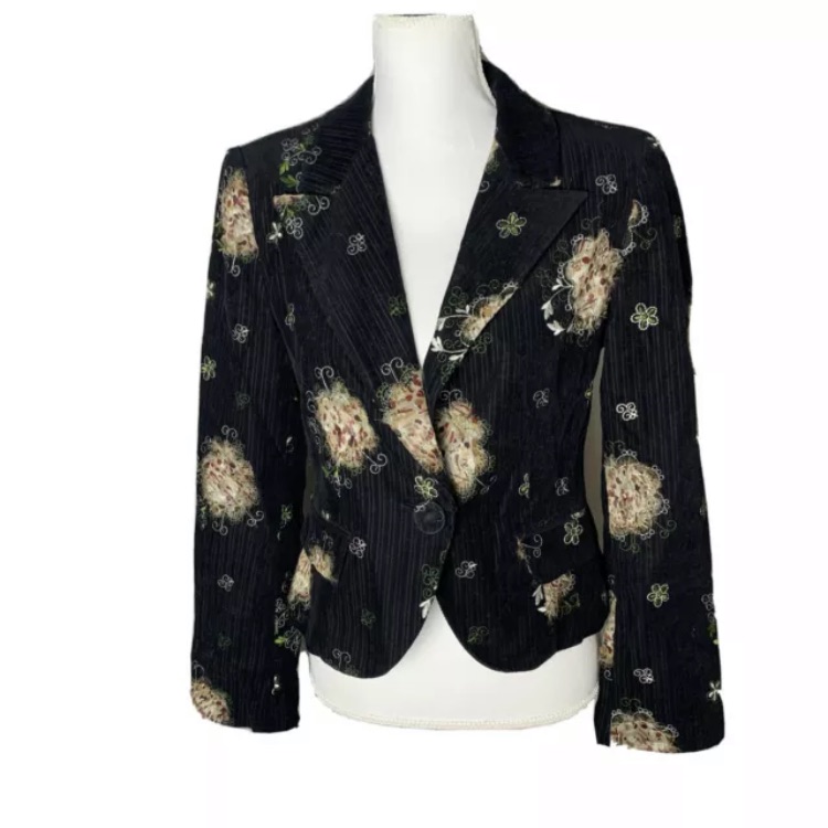 Boho Chic Jacket Blazer Patchwork Applique